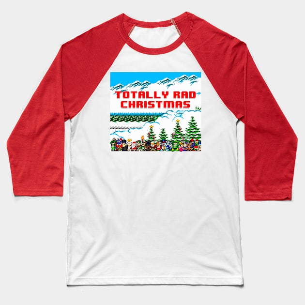 Totally Rad Christmas Character Pixels Baseball T-Shirt by Totally Rad Christmas